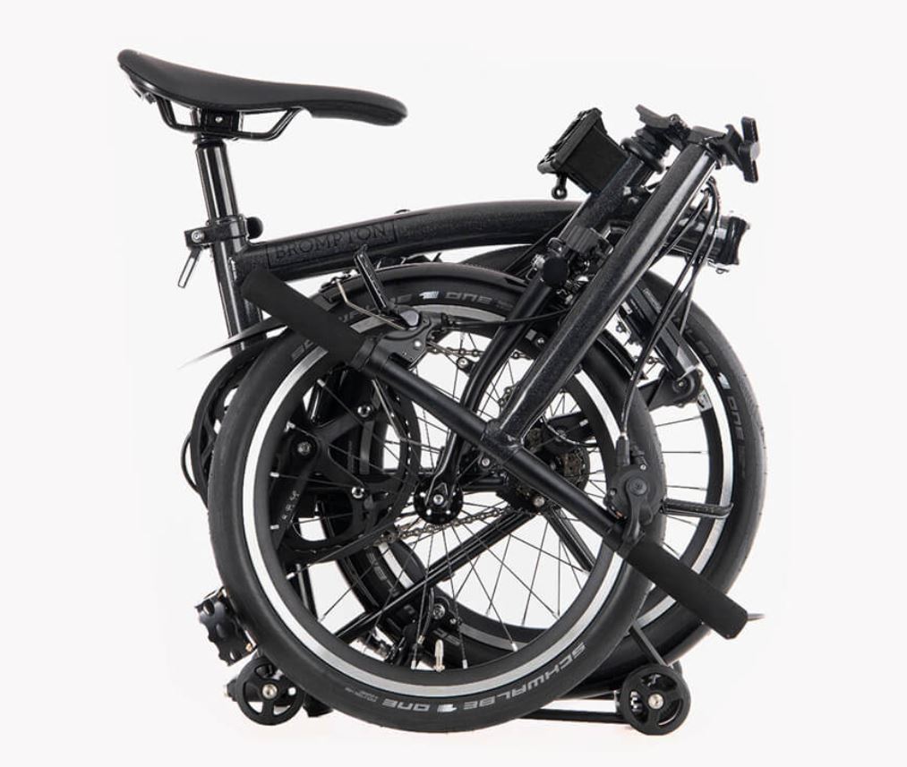 Brompton P-Line S4R Urban with Roller Rack Midnight Black-Black Ti 